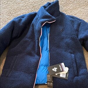 Men's Navy Sherpa Jacket with Blue Lining